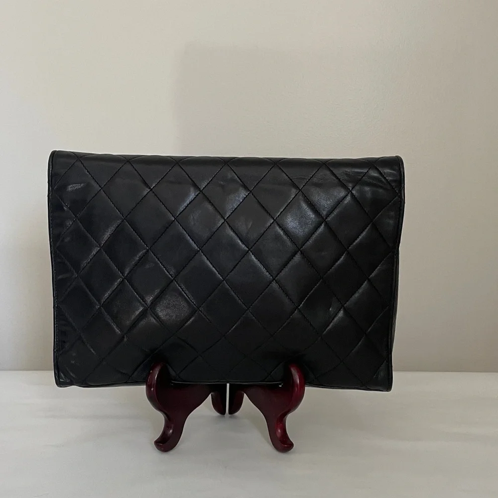 CHANEL Black Quilted Lambskin Crossbody Bag with Gold CC Turnlock